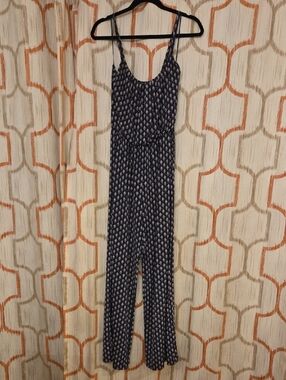 Navy Printed Wide-Leg Jumpsuit